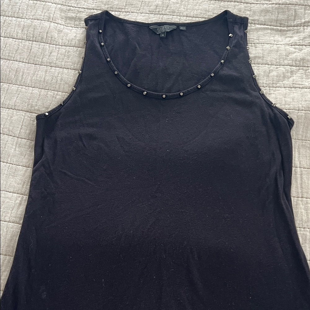 Guess Black Stud-Trim Tank Top